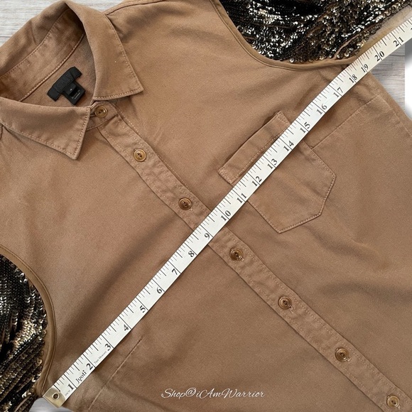 J.Crew Collection sable brown buttondown w/ silk sequin sleeves *shop@iamwarrior - Picture 12 of 15